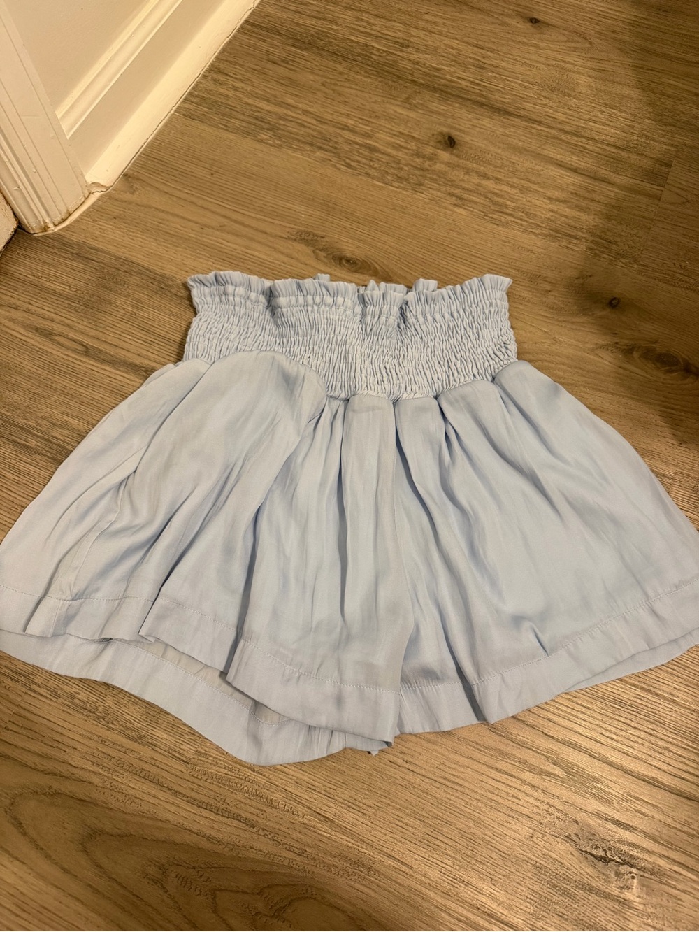 TCEC Light Blue Smocked Waist Flow Skort